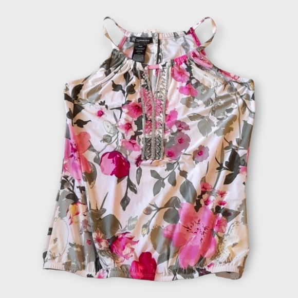 INC International Concepts Tops - INC WOMENS SMALL PINK AND GREEN FLORAL TEE SHIRT